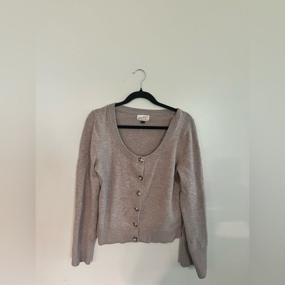Universal Thread Taupe Shimmer Button-Down Knit Cardigan